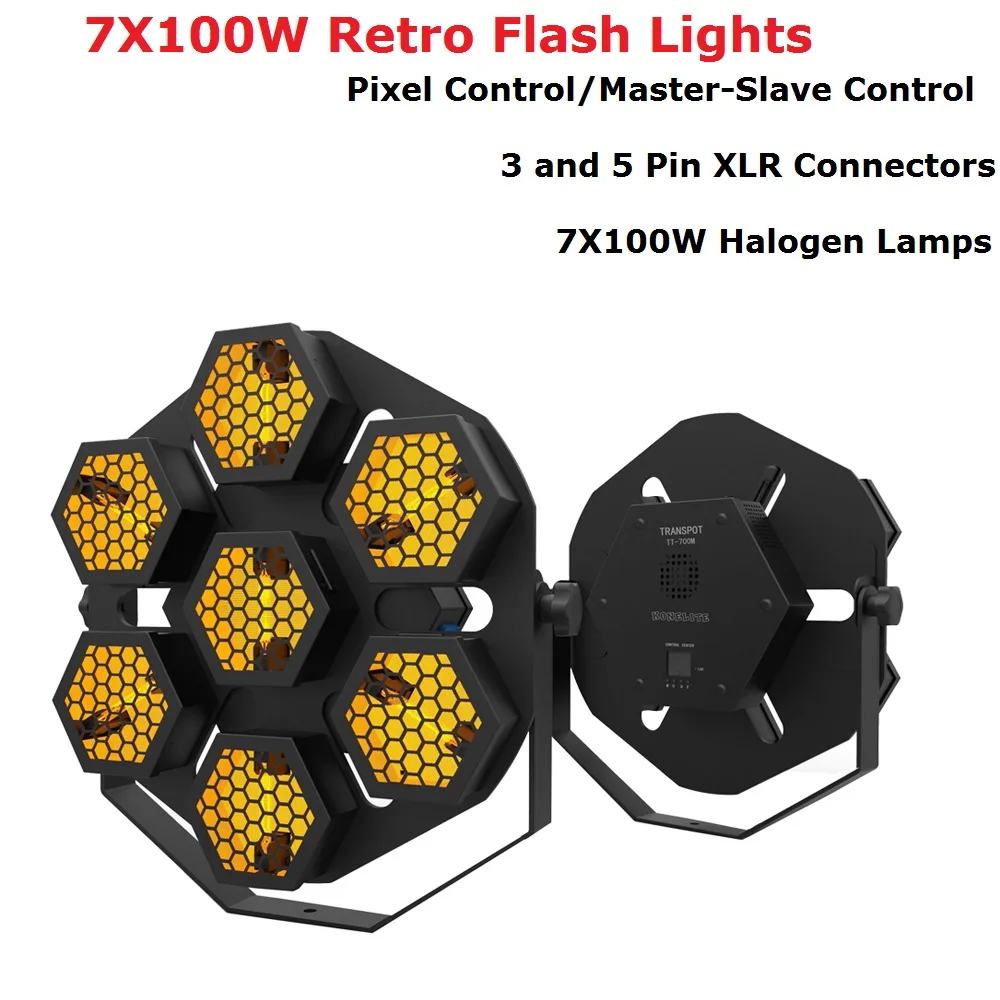 

New 7X100W Retro Flash Lights Pixel Control DMX Par Lights Stage Wash Effect Lights Stage Disco DJ Club KTV Family Party Lights