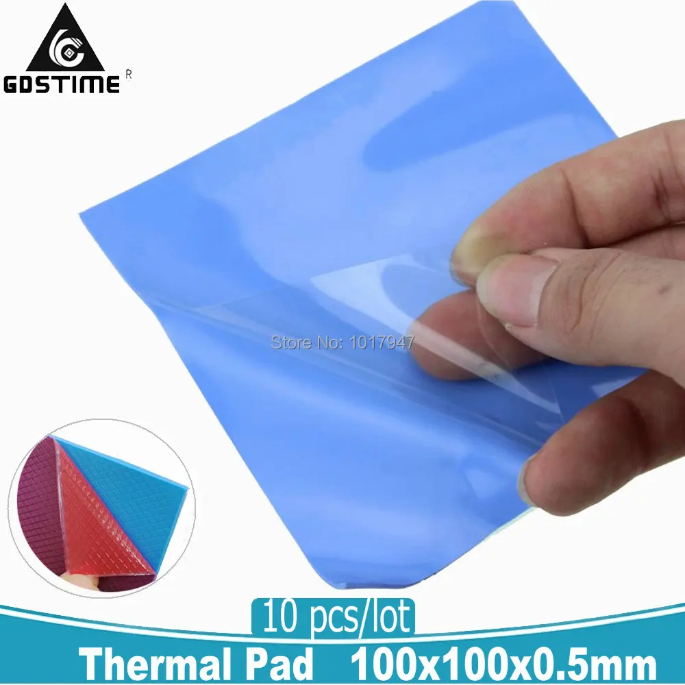 

10 Pieces lot Blue 100x100x0.5mm Computer PC GPU SMD DIP IC Silicone Compound Conductive Thermal Pad