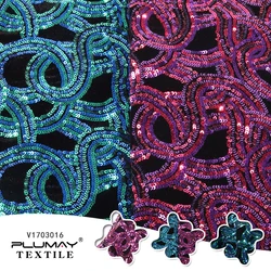 velvet sequin fabric high quality africa stretch, 4 way stretch embroidery for Stage costumes party dress garment