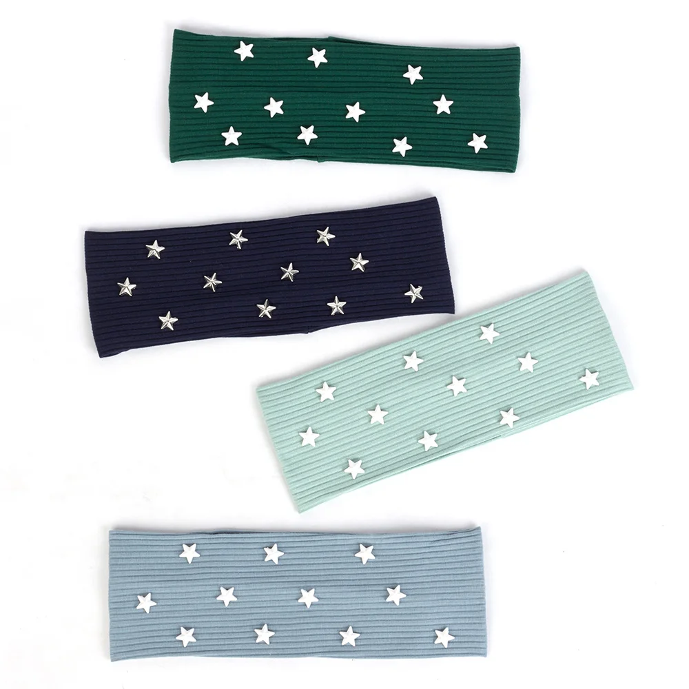 Summer Woman Popular Cotton Star headbands Casual Soft Ribbed Headwear Hair bands Accessories For femme Girls Birthday Gifts