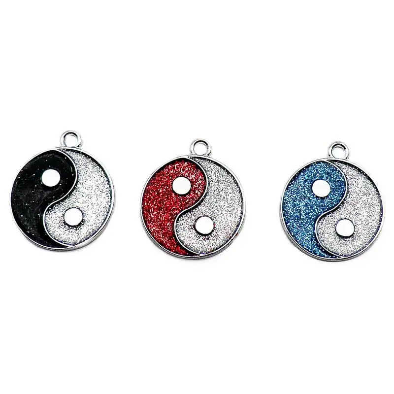 Wholesale 100Pcs YinYang Personalized Dog Tags Engraved Cat Puppy Pet ID Tag Nameplate Pendant Dog Tag Pet Accessorie Glitter