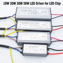 ハイパワー防水ledドライバー,10w 20w 30w 50w,cob smdチップ,スポットライト用ビーズ