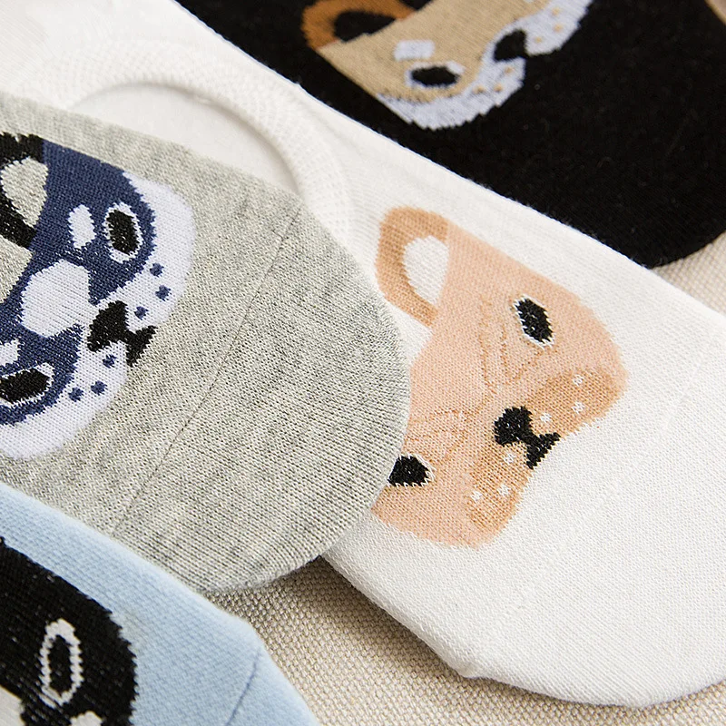 Spring Summer Cotton comfortable Cartoon Animal dog Invisible ankle boat Socks Puppy Woman girl boy hosier 1pair=2pcs ws103