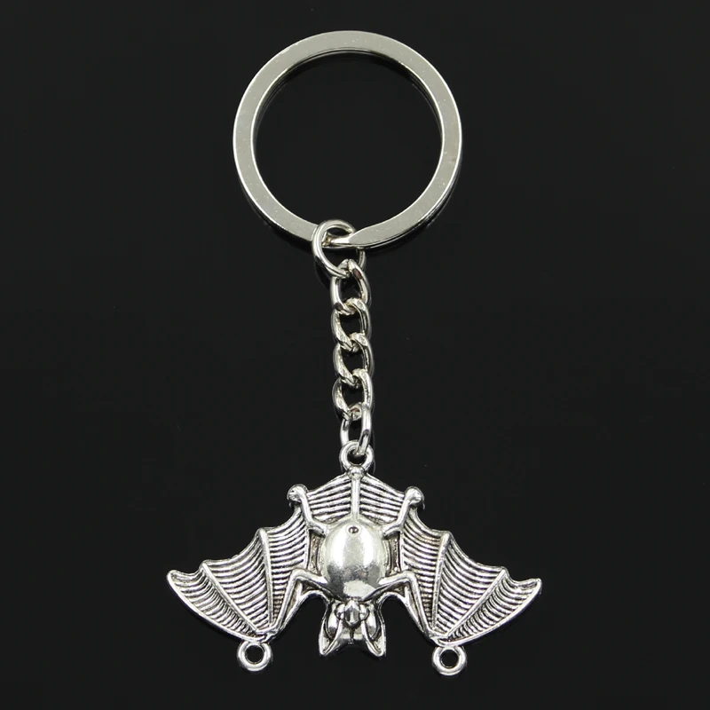 Fashion 30mm Key Ring Metal Key Chain Keychain Jewelry Antique Bronze Silver Color Plated Bat Vampire Dracula 29x47mm Pendant