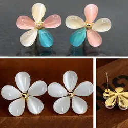 1 pair Lovely opal Flower Ear Studs female jewelry accessories