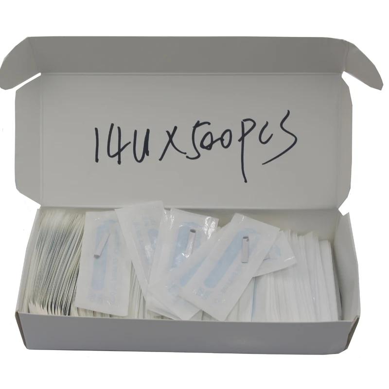 

china wholesale 500pcs permanent make up agulhas microblading 14 u blade permanent makeup blades tattoo needles free shipping