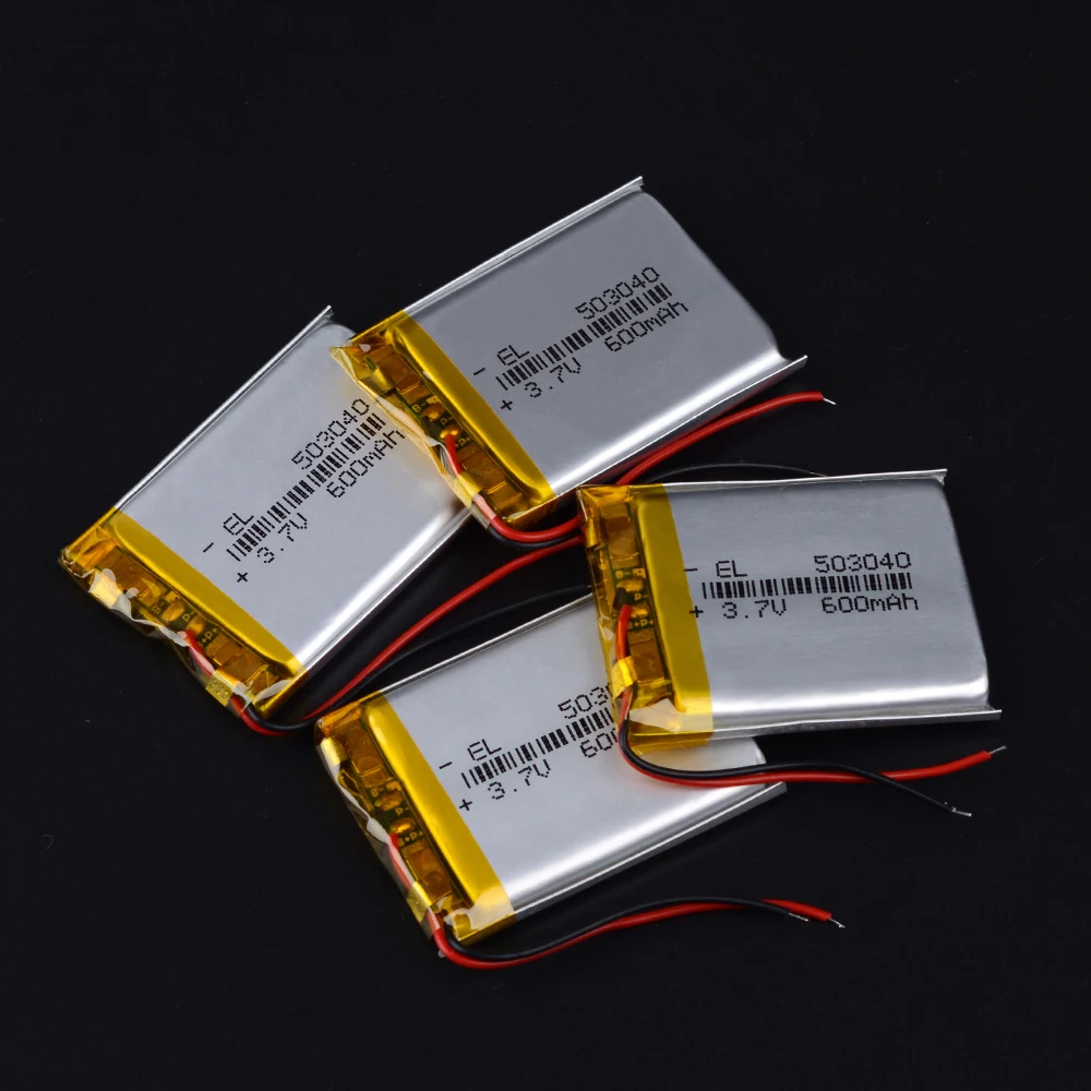 10 pcs /Lot 3.7V 600mAh 503040 Rechargeable Lithium Li-ion Polymer Battery 053040