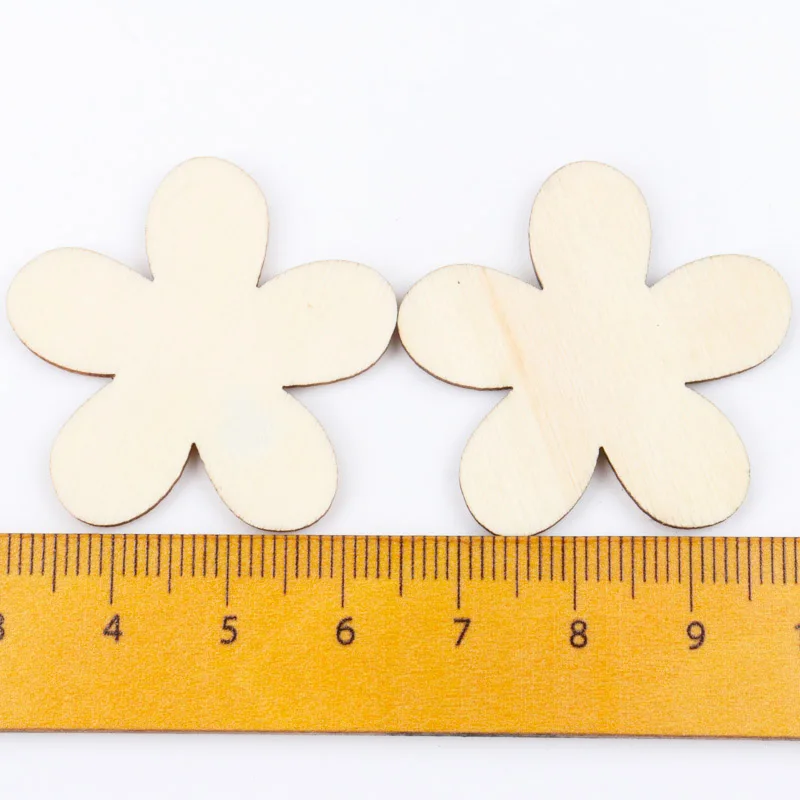 Natural Wooden Flower Pattern Scrapbooking Art Collection Craft For Handmade Sewing Decoration 15/20/25/35mm 50pcs