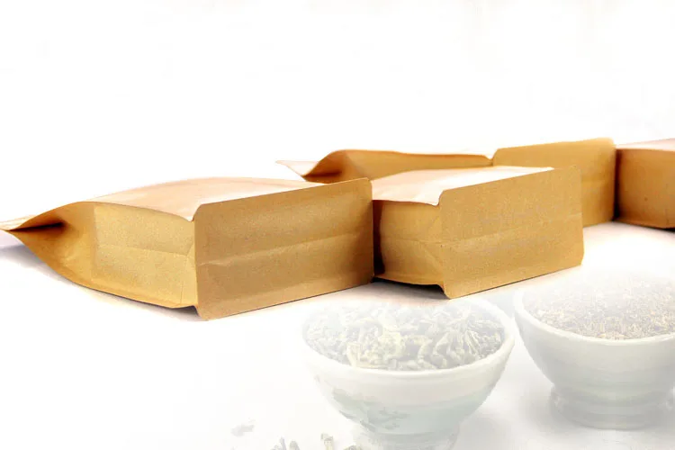 12*22+6 500pcs stand up brown Ziplock kraft paper bags boxes recyclable for wedding/Gift/Jewelry/Food/Candy Package Paper Box