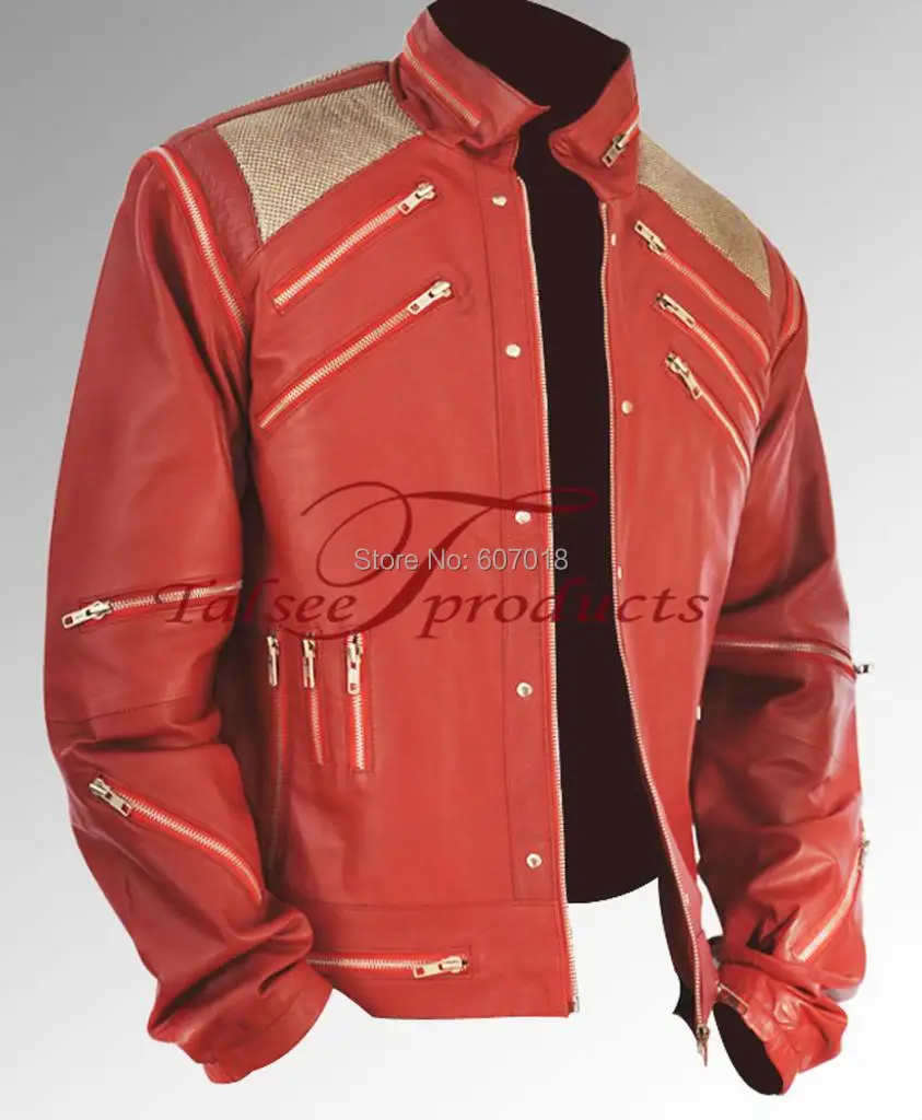 Rzadka klasyczna kurtka MJ MICHAEL JACKSON CUSTOM Classic Beat It MV z czerwonym zamkiem błyskawicznym