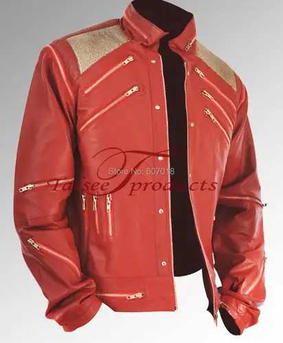 Imagen 1 del producto Raro clásico MJ MICHAEL JACKSON CUSTOM Classic Beat It MV Chaqueta de cuero roja con cremallera