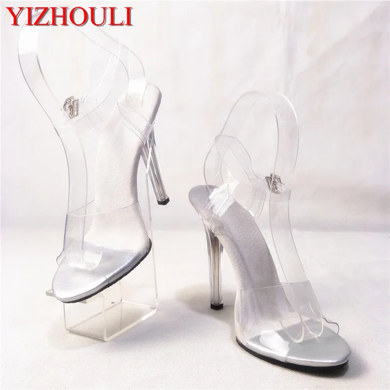 New fashion transparent shoes, high heels for the summer modeling stage, 12 cm high party sandals