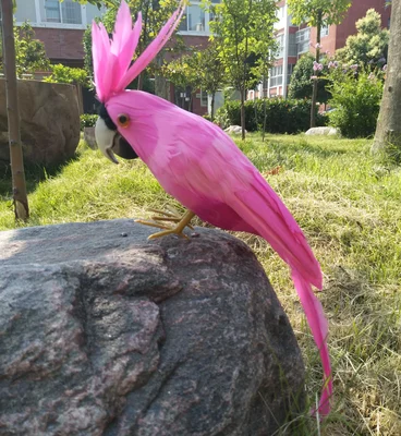 beautfiul pink feathers parrot artificial bird 30cm handicraft,prop,home garden decoration gift p2733