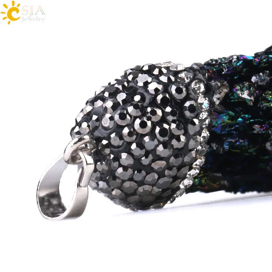 CSJA Real Reiki Natural Ore Stone Pendant Irregular Raw Gem Mineral Material Healing Jewelry Rhinestone Beads Cap Stock E081