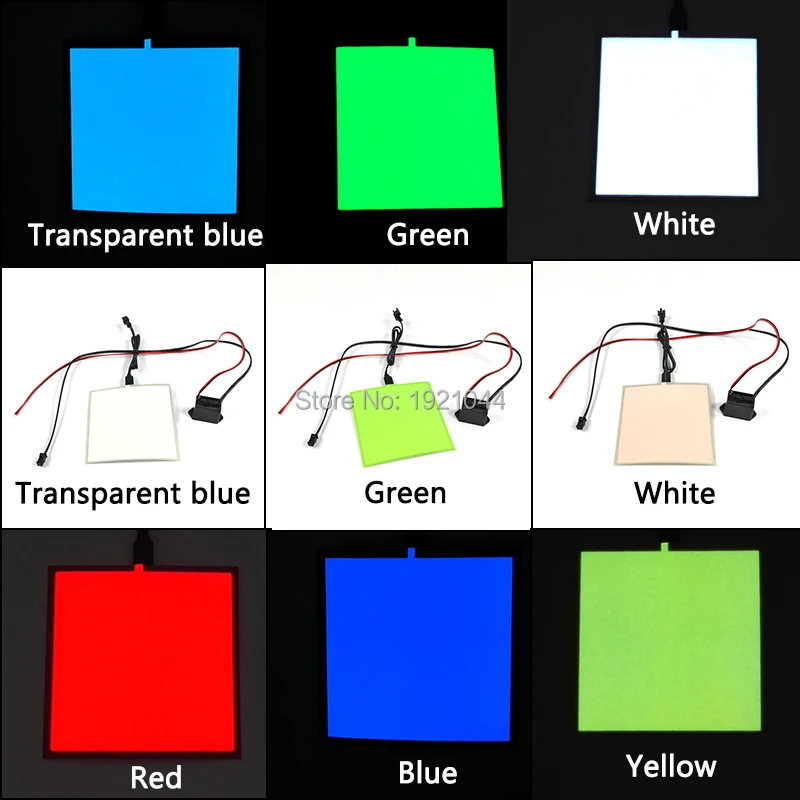 EL Panel Sheet with DC 12V Inverter without Cigar for Car, DIY Decoration, New Design, 6 Colors, 10x10cm