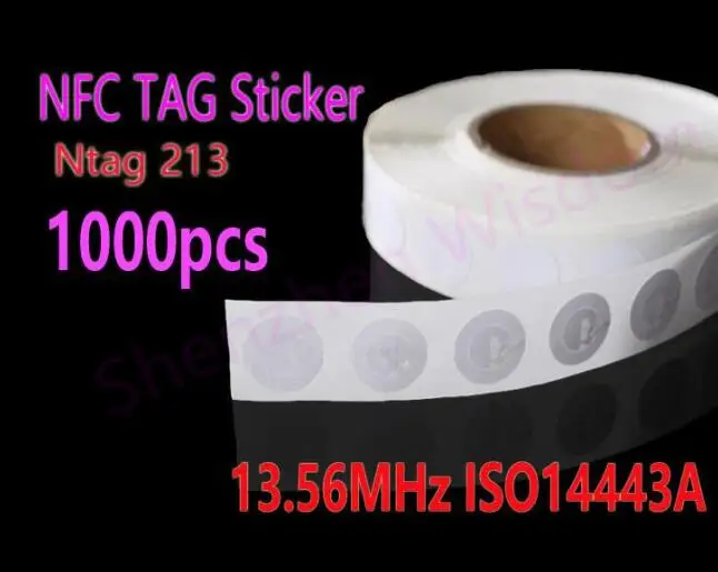 1000pcs/Lot Ntag 213 NFC Tag Stickers 13.56MHz ISO14443A Ntag213 NFC Sticker Universal Label RFID Tag for all NFC phones