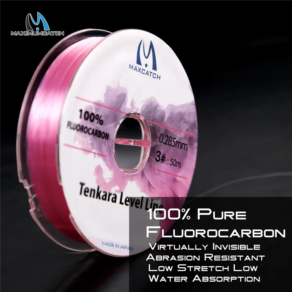 Maximumcatch Tenkara Level Line 50M 2.5# Fluorocarbon Pink/Orange Tenkara Fly Fishing Line