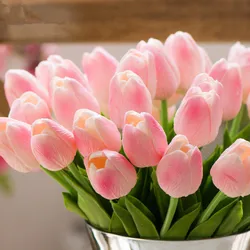 1 Pcs Cute Red Pink Purple Tulips Artificial Flower PU Fake Tulip Real Touch Wedding Decoration Home Party Bride Flower Bouquets