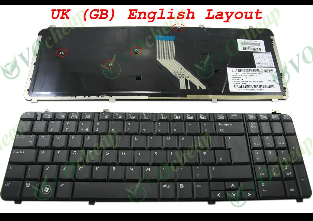 

New Laptop keyboard for HP Pavilion DV6 DV6t DV6z DV6-1000 DV6-2000 Matt Black UK GB version - MP-08A96GB-9201