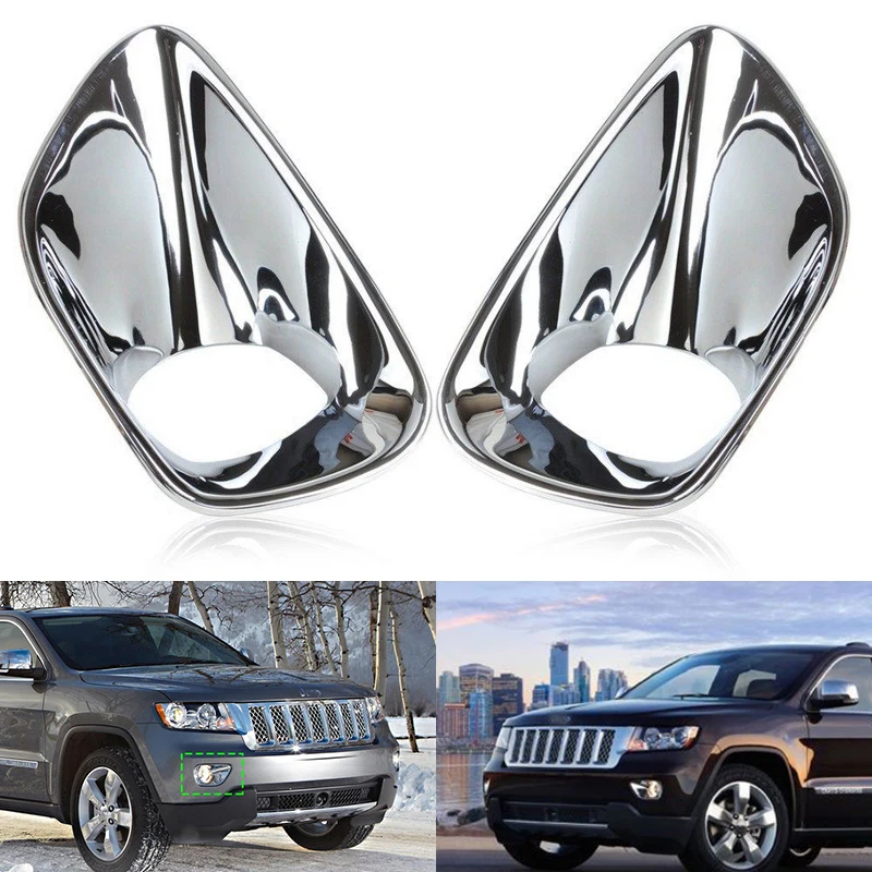 JXLCLYL 2pcs Front Fog Light Bezel Cover Trim For Jeep Grand Cherokee 2011-2013