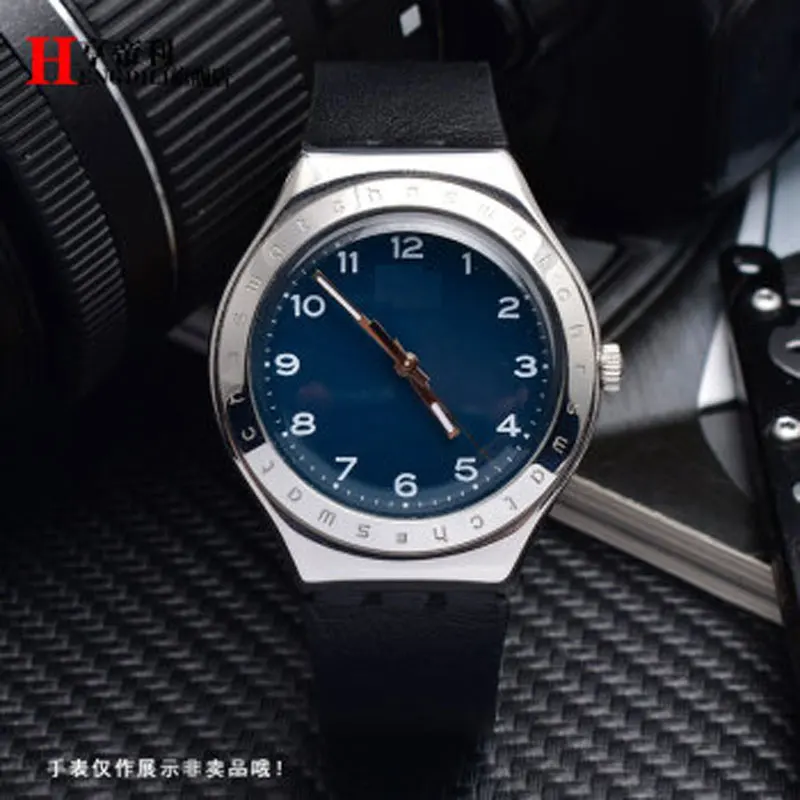 Fit for swatch leather watch strap SYXS116 series male and female bump interface bracelet Thin leather belt Soft and comfortable