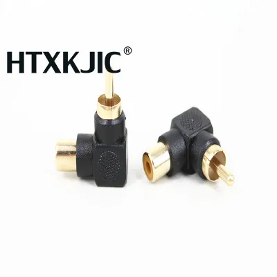 محولات قابس 1cs RCA ذكر إلى أنثى ، 90 درجة ، الزاوية اليمنى ، M/F ، موصل مطلي بالذهب