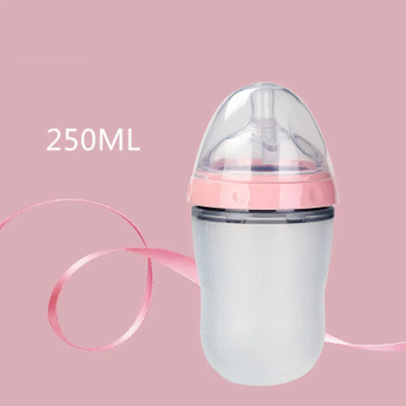 250ml Food Grade Silicone baby Feeding Bottle Baby Nursing Bottles Wide Mouth Milk Bottles Infant Feeder BPA Free for baby thing