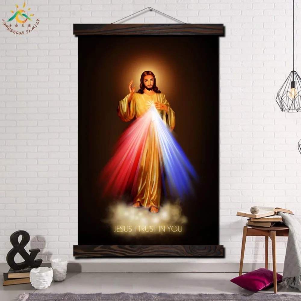 

Jesus with Hope Single Vintage Posters and Prints Scroll Painting Canvas Wall Art Pictures Framed for Home Decoration