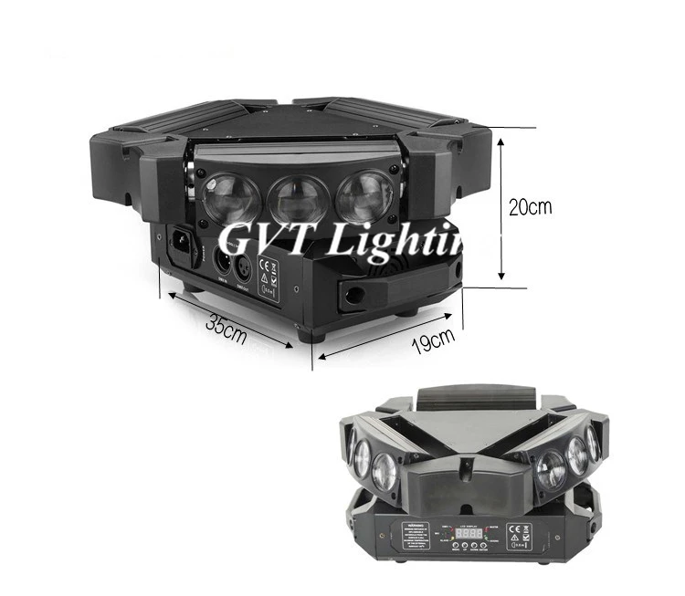 Fast Shipping Moving Head Light Mini LED Spider 9X12W RGB Full Color Beam Lights With 12/43 DMX Channel