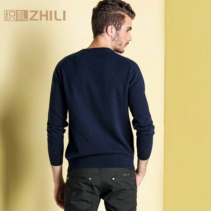 Winter Men Jumper 100% Pure Cashmere Knitted Sweater O-neck Long Sleeve Warm Pullovers Male 2017 New Sweaters Plus size clothes