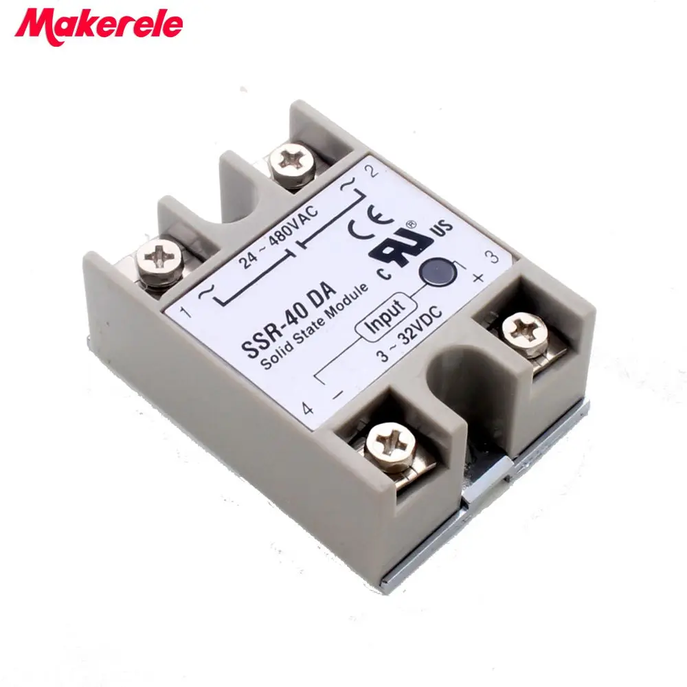 24V-380V 40A 250V SSR-40DA Solid State Relay Module 3-32V DC To AC SSR-40 DA SSR 40A Makerele