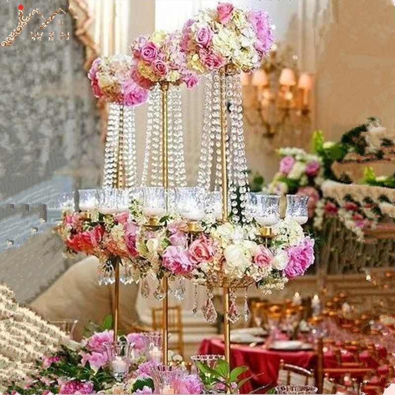 

10 PCS 90CM/ 35.4" Tall 35CM Diameter Candelabra Acrylic Crystal Wedding Road Lead Party Centerpiece Event Decoration