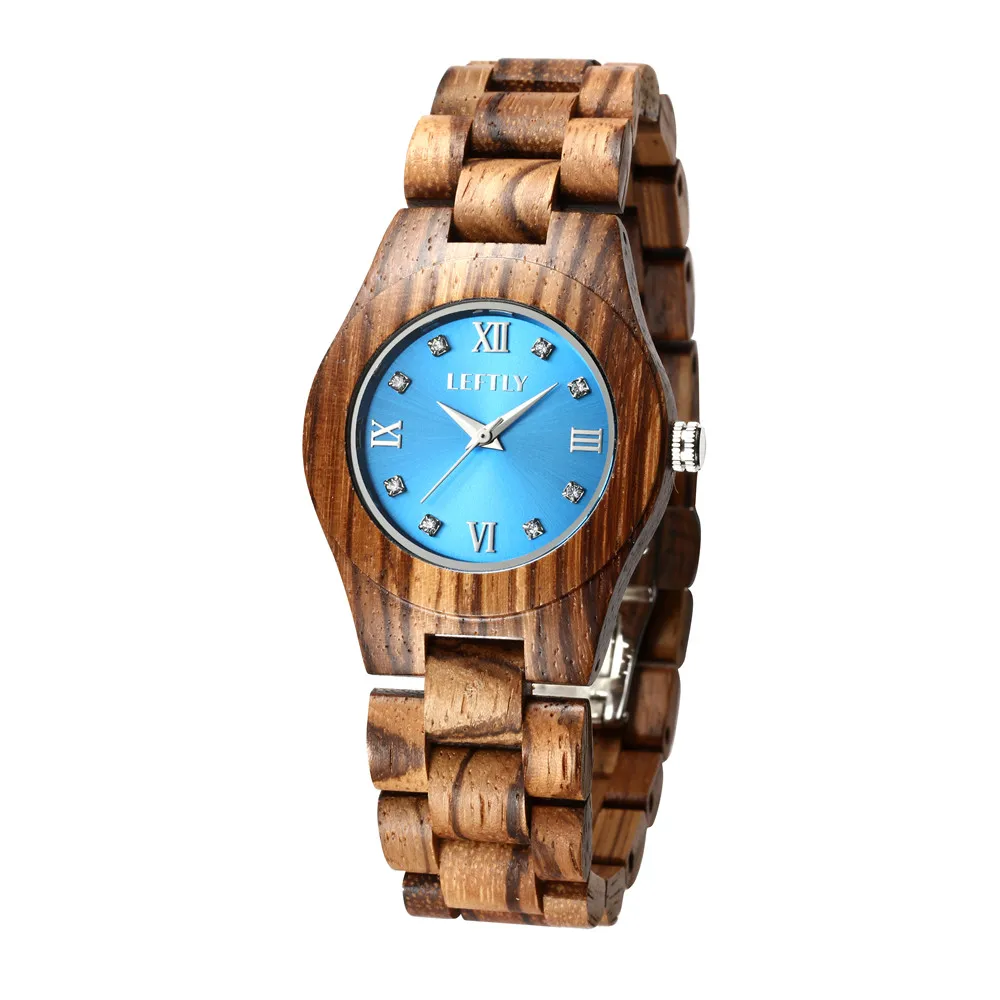 

LEFTLY Women Wooden Watch Quartz Movement Lightweight Casual Wristwatch