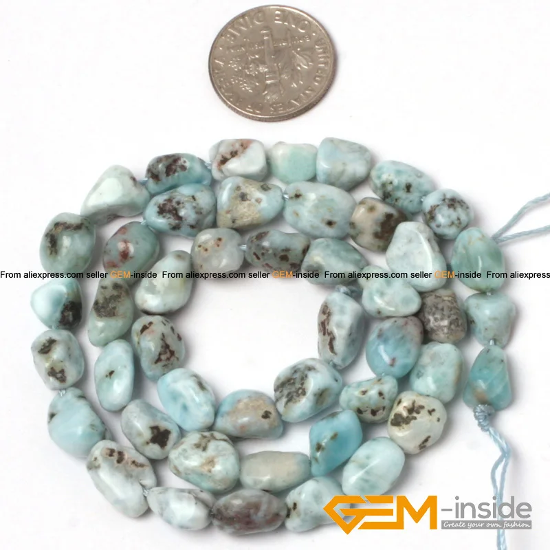 Larimar: Freeform Potato & chip Shape Larimar Beads Natural Stone Beads DIY Loose Beads For Bracelet Making Strand 15\