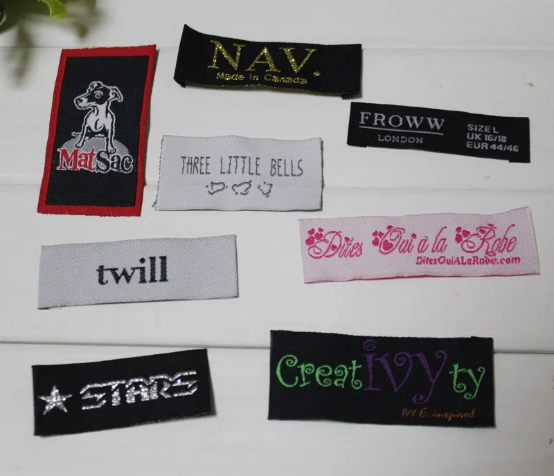 

cut and folded Clothing woven brand labels private logo labels for garment 1000pcs lot