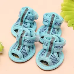 Casual Anti-Slip Small Dog Shoes For Cute Pet Shoes Summer Breathable Soft Mesh Sandals Beef Tendon Bottom Breathable Wear Shoes