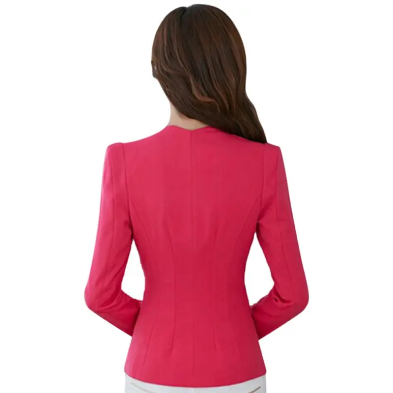 Women One Button Slim Blazer Casual Business Office Lady Suit Solid Color Jacket Coat Outwear 4 Colors