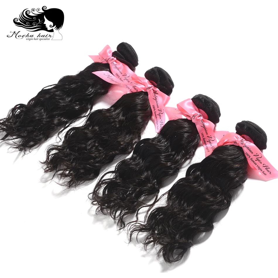 Mocha Hair 3 Bundles Natural Water Wave Malaysian Virgin Hair extension 10A  Nature Color 12“-26