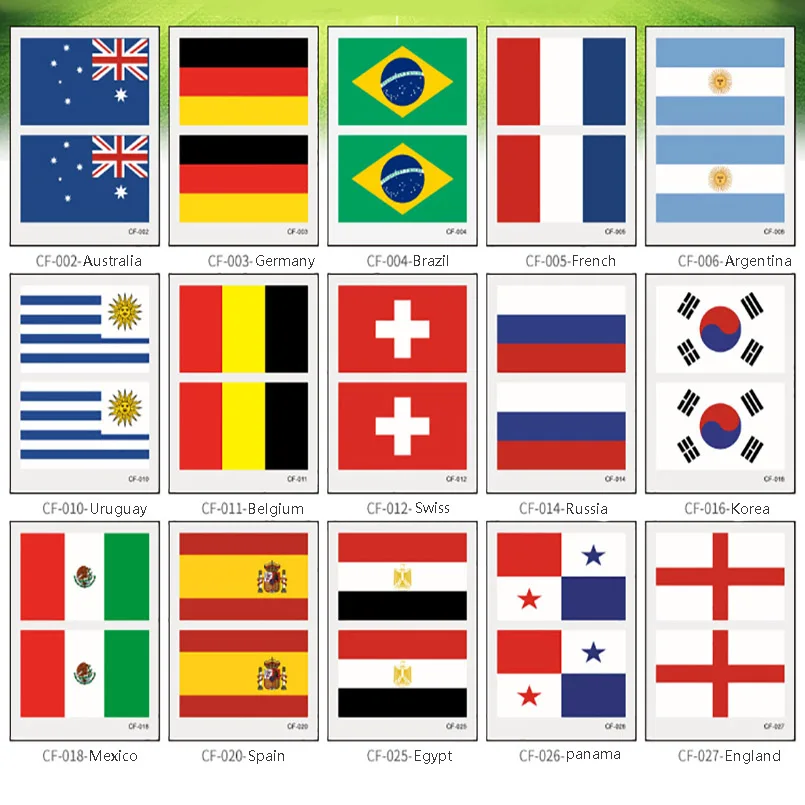 10PCS  Word Cup Tattoo Stickers Football fans Stickers Waterproof Flag Tattoo Stickers on Face Arm 32 Teams