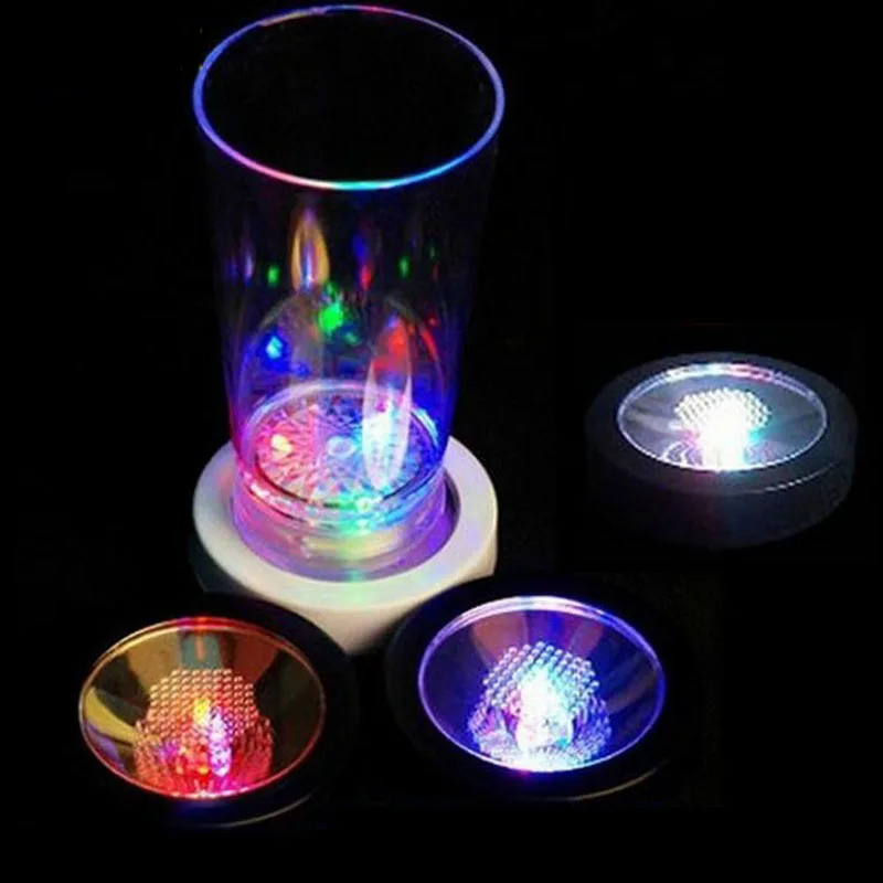 30pcs LED Light Bottle Cup Mat Coaster 7 Color Changing For Party Club Bars Light Decor Party Wedding Festival Supply ZA5100