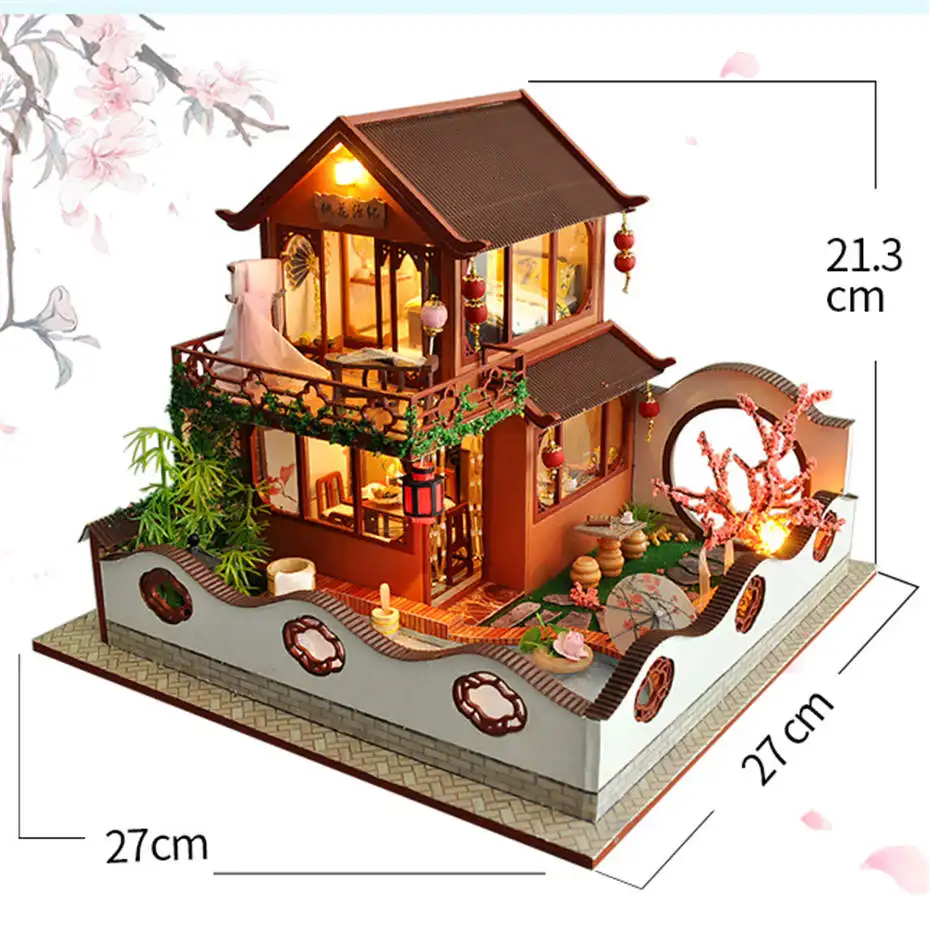 Small House Diy Night Lights 3D Handmade Model House Bedroom Study Decoration Ornaments Chinese Style Scene Night Lamps Lighting