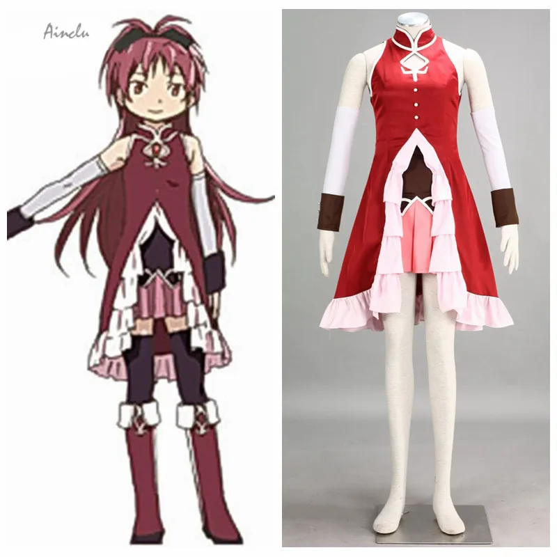 

Ainclu Free Shipping Costume Puella Magi Madoka Magica Anime Sakura Kyoko Halloween Cosplay Costume Customize for Adults