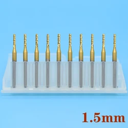 1.5mm titanium coated tungsten carbide PCB corn milling cutter 10PCS CNC router wood exercise tool metal engraving machine