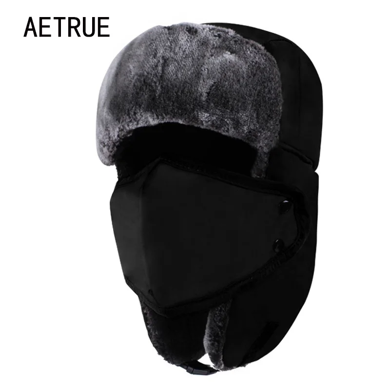 AETRUE Winter Women Bomber Hats Men Fur Warm Thickened Ear Flaps Winter Hats For Women Fashion Bomber Hat Earflap Caps New 2018