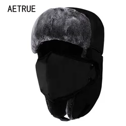 AETRUE Winter Women Bomber Hats Men Fur Warm Thickened Ear Flaps Winter Hats For Women Fashion Bomber Hat Earflap Caps New 2018