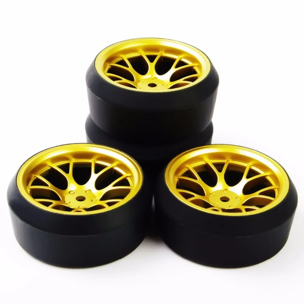 DHG+PP0370 4Pcs/Set 1/10 Scale  Drift Tires and Wheel Rim with 12mm Hex fit On-Road Car Model Accessory