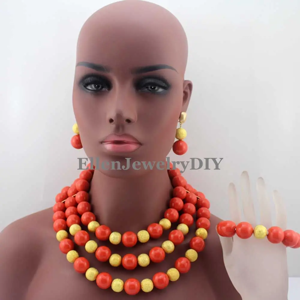 

New Fashion African Beads Jewelry sets Necklace Set Bride Gift nigerian Wedding beads Jewelry Set Women W13043