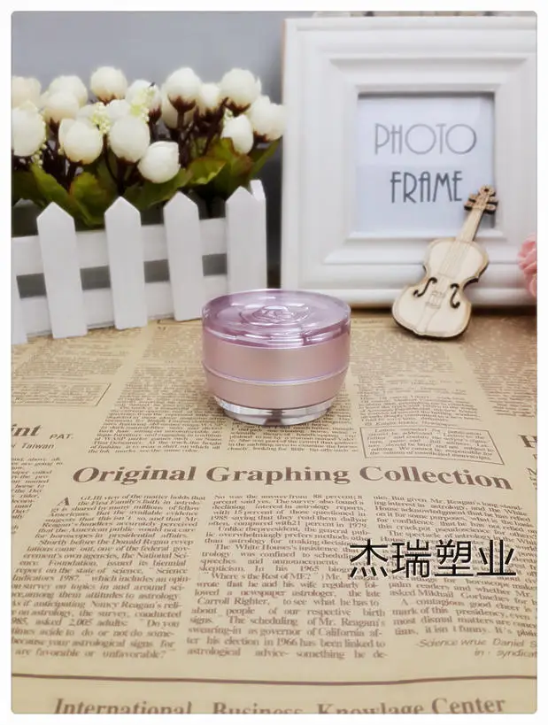 

50pcs 15 grams pink plastic cosmetics jars, 15g plastic jar containers,15g rose flower acrylic cream jars wholesale