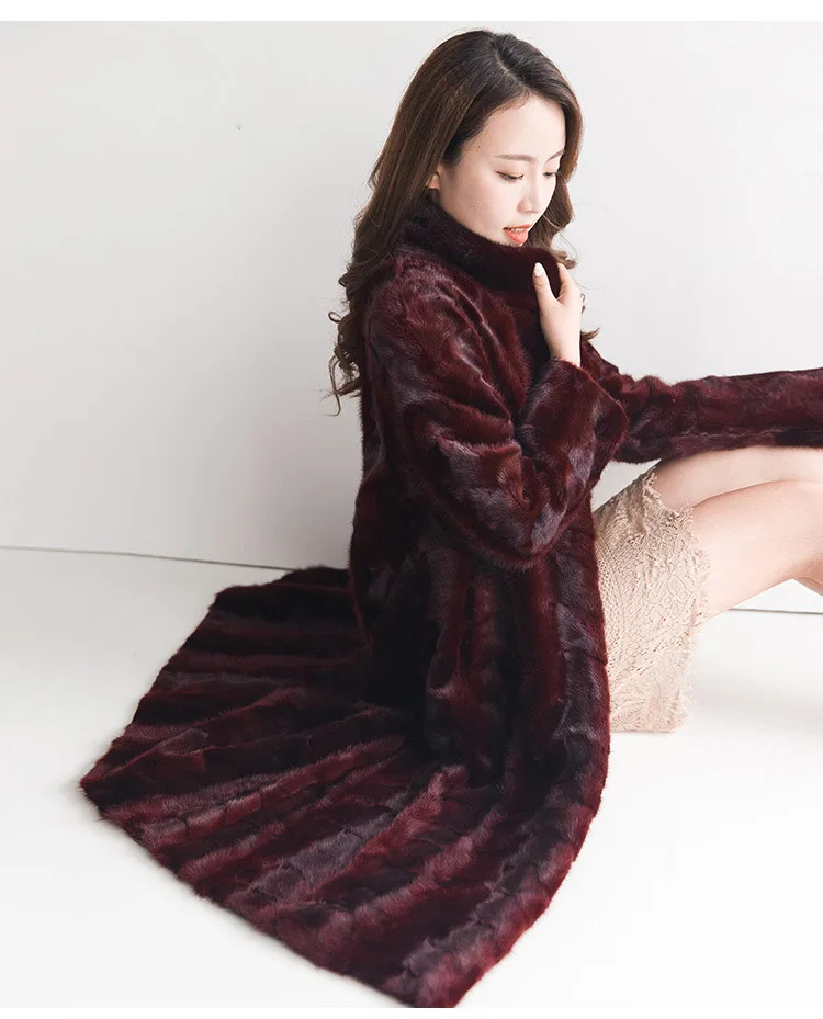 ของแท้ Mink Fur Coat Jacket mandarin collar Slim ฤดูหนาวของแท้ขนสัตว์ Outerwear Plus ขนาด 3XL 4XL 5XL