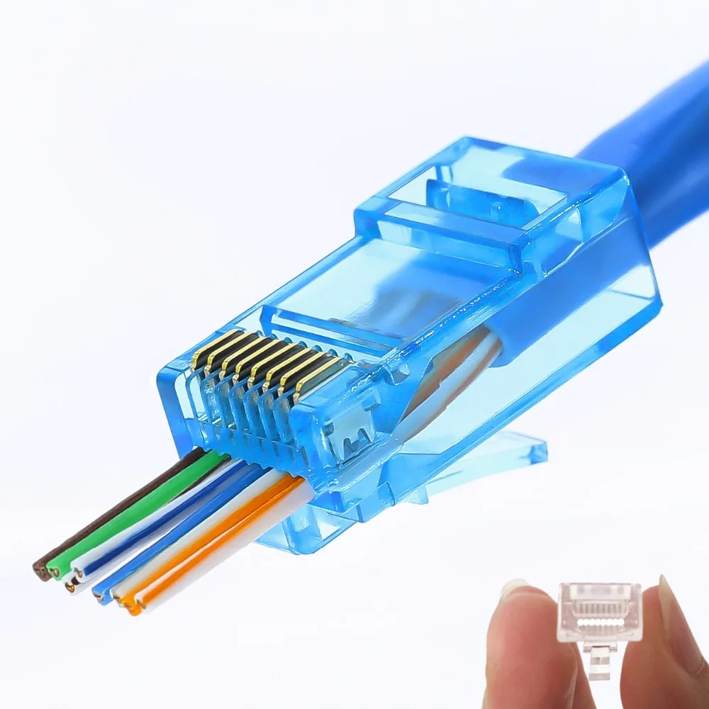 

50/100pcs Rj45 Connector Cat5e Cat6 Connector Network Unshielded 8Pin modular utp rj45 plugs have hole HY1525